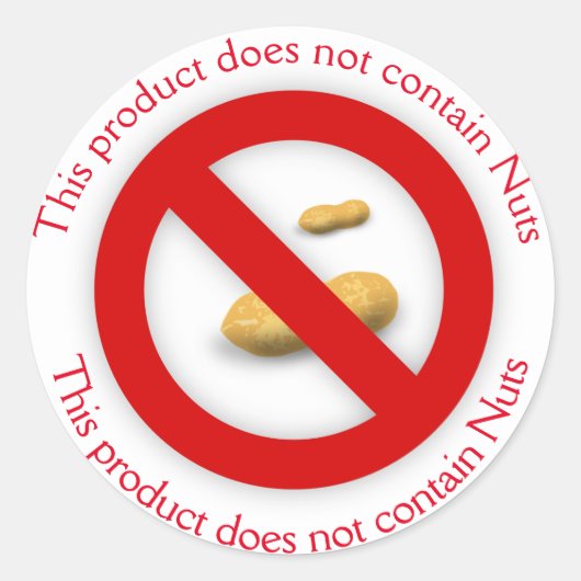 Dieses Produkt enthält keine Nuts Runder Aufkleber (Vorderseite)