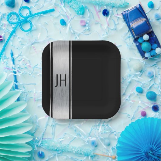 Dieses schwarz-silberne Bachelor-Party-Papier p Pappteller (Party)