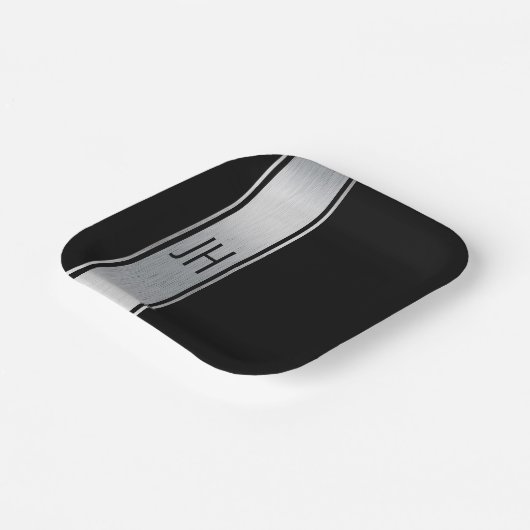 Dieses schwarz-silberne Bachelor-Party-Papier p Pappteller (Gewinkelt)