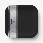 Dieses schwarz-silberne Bachelor-Party-Papier p Pappteller (Vorderseite)