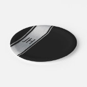 Dieses schwarz-weiße Adlerpapier Pappteller (Schrägansicht)