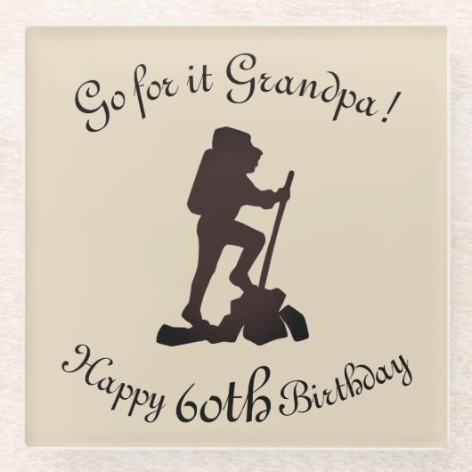 Dieses Wanderglücks zum 60. Geburtstag Großvater Glasuntersetzer (Vorderseite)