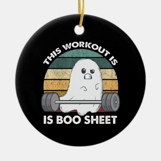 Dieses Workout ist ein boo-Sheet Gym Ghost Hallowe Keramik Ornament (Vorne)