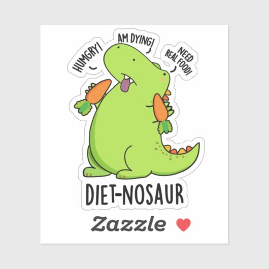 Diet-nosaur Funny Dinosaur Puns Aufkleber (Blatt)