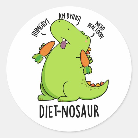 Diet-nosaur Funny Dinosaur Puns Runder Aufkleber (Vorderseite)
