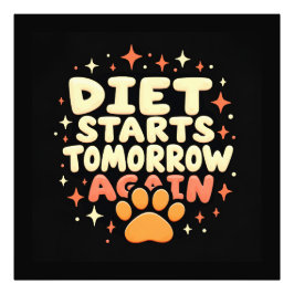 Diet startet morgen - Retro Playful Paw Print Fotodruck