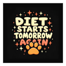 Diet startet morgen - Retro Playful Paw Print