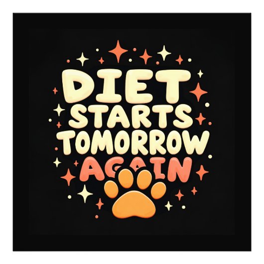 Diet startet morgen - Retro Playful Paw Print Fotodruck (Vorne)