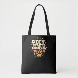 Diet startet morgen - Retro Playful Paw Print Tasche