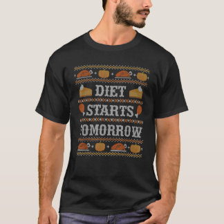 Diet startet morgen Ugly Weihnachts-Sweater Danke T-Shirt