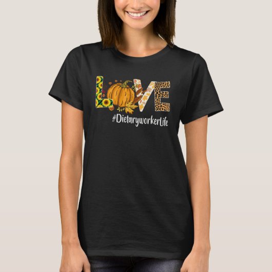 Dietary worker Love Fall Pumpkin leopard Halloween T-Shirt (Vorderseite)