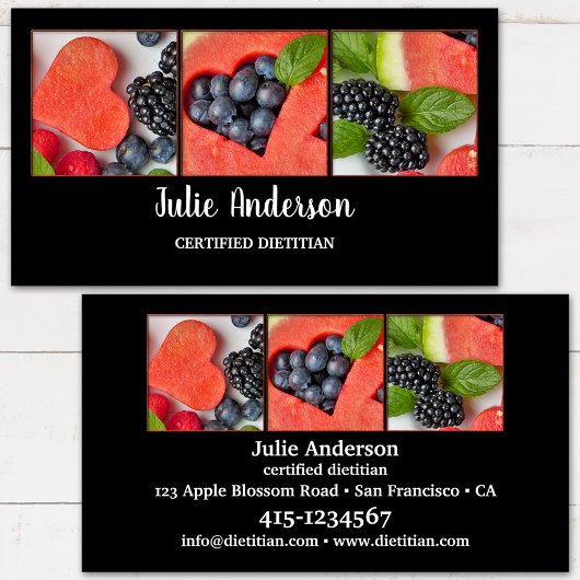 Dietische Nutritionist Health Food Business Card Visitenkarte