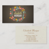 Dietitian Nutritionist - Burlap Floral Wreath Visitenkarte (Vorne/Hinten)