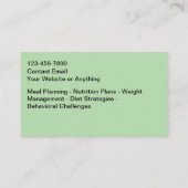 Dietitian Nutritionist Food Theme Business Cards Visitenkarte (Rückseite)