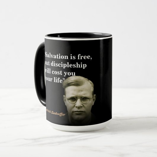 Dietrich Bonhoeffer Zitat zur Rettung Tasse (Vorderseite Links)