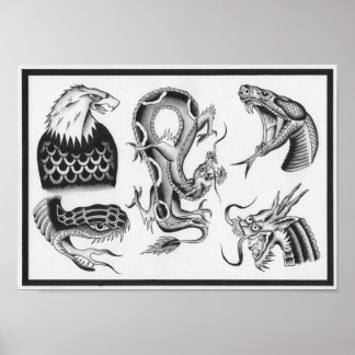 Dietzel Vintag Tattoo Flash Poster