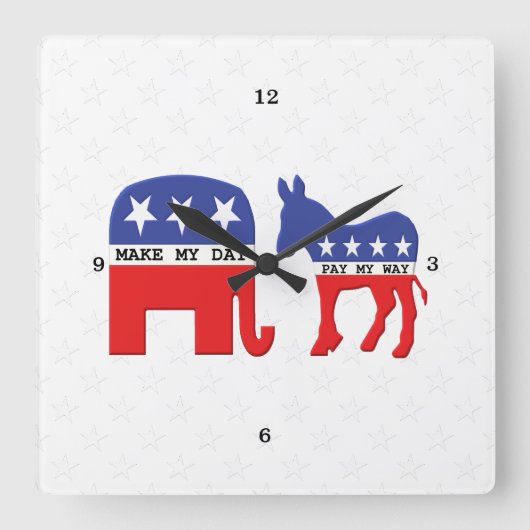 Difference Between Republicans and Democrats Funny Quadratische Wanduhr (Vorderseite)