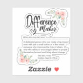 Difference Maker Definition Appreciation for her Aufkleber (Blatt)