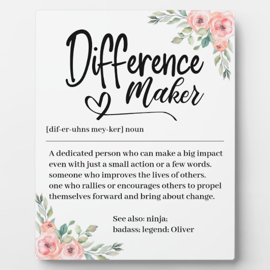 Difference Maker Definition Appreciation for her Fotoplatte (Vorderseite)