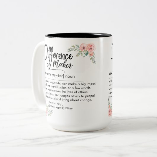 Difference Maker Definition Appreciation for her Zweifarbige Tasse (Vorderseite Links)