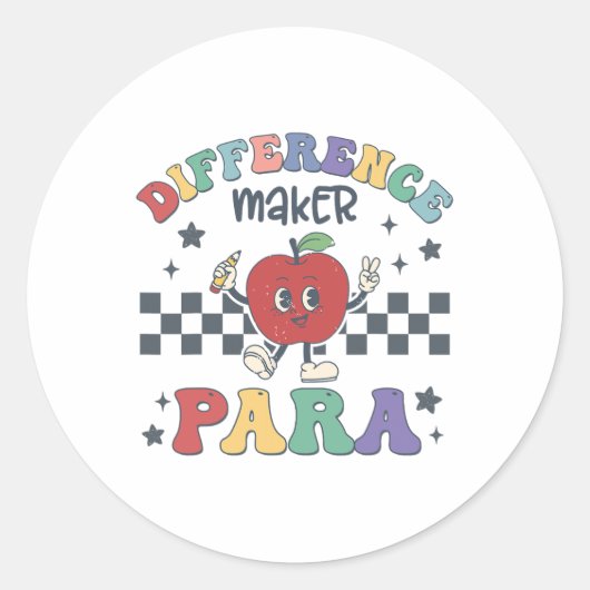 Difference Maker Para Teacher Paraprofessional Par Runder Aufkleber (Vorderseite)