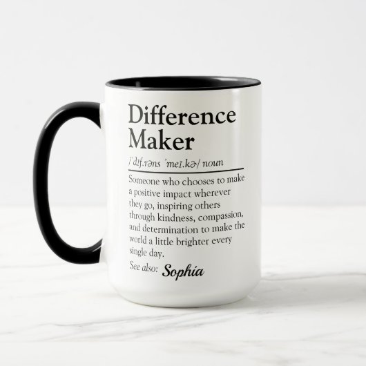 Difference Maker Personalized Appreciation Gift Tasse (Links)