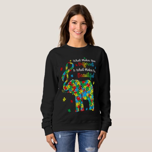 Different Beautiful Autism Awareness Puzzle Piece  Sweatshirt (Vorne ganz)