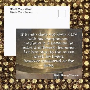 Different Drummer Thoreau Zitat Becken Postkarte