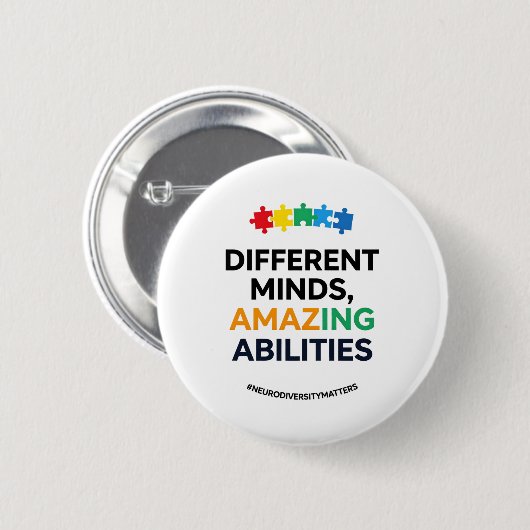 Different Minds Amazing Abilities Awareness Art Button (Vorne & Hinten)