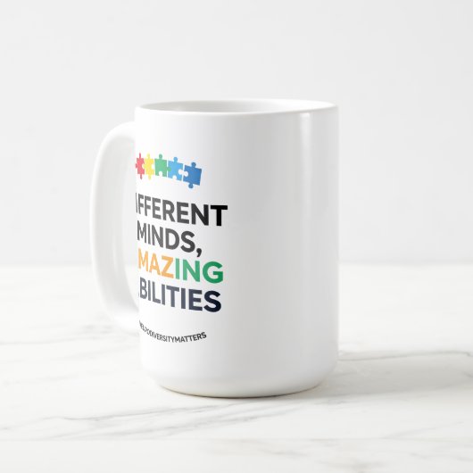 Different Minds Amazing Abilities Awareness Art Kaffeetasse (Vorderseite Links)