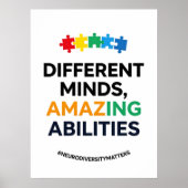 Different Minds Amazing Abilities Awareness Art Poster (Vorne)