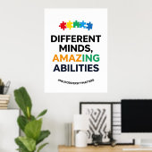 Different Minds Amazing Abilities Awareness Art Poster (Heimbüro)