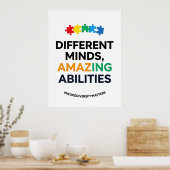 Different Minds Amazing Abilities Awareness Art Poster (Küche)