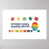 Different Minds Amazing Abilities Awareness Art Poster (Vorne)
