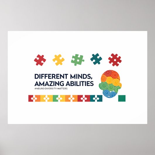 Different Minds Amazing Abilities Awareness Art Poster (Vorne)