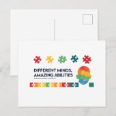 Different Minds Amazing Abilities Awareness Art Postkarte (Vorne/Hinten)