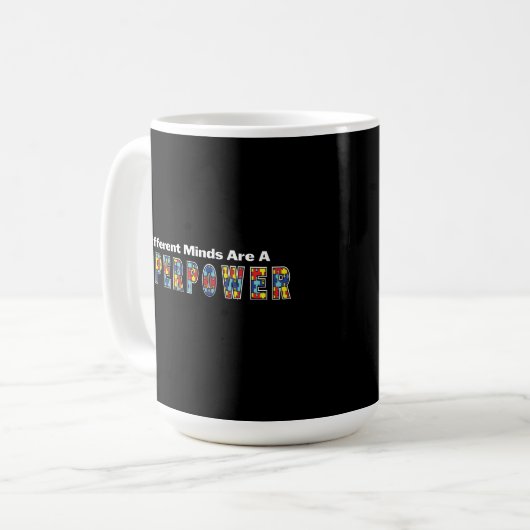 Different Minds Are a Superpower Autism Acceptance Kaffeetasse (Vorderseite Links)