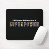 Different Minds Are a Superpower Autism Acceptance Mousepad (Mit Mouse)