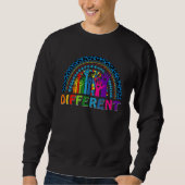 Different Puzzle Raise Hand Leopard Rainbow Autism Sweatshirt (Vorderseite)