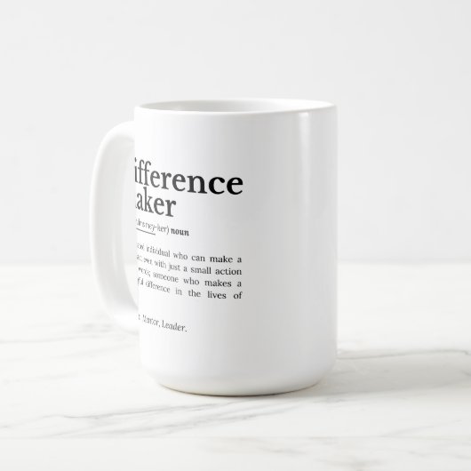 Differenzmacher - inspirierendes Zitat Kaffeetasse (Vorderseite Links)
