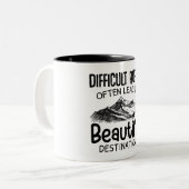 difficult roads leads to beautiful destination zweifarbige tasse (Vorderseite Links)