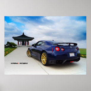 "Diffuse" Nissan GT-R R35 Gefühl Dodger Blue Poster
