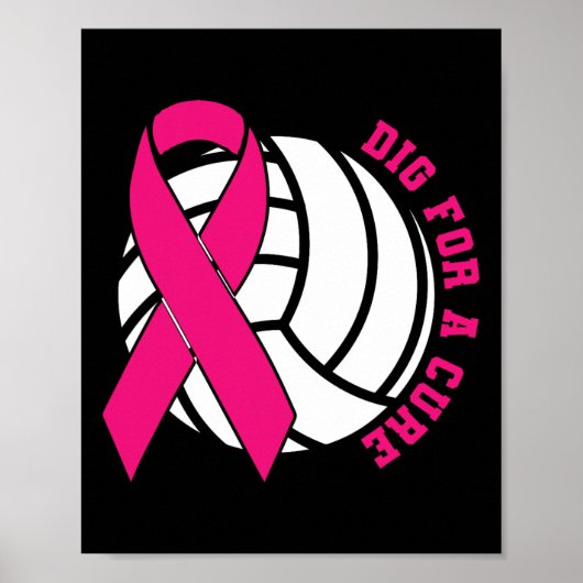 Dig for a cuure Breast Cancer Awareness Volleybyll Poster (Vorne)