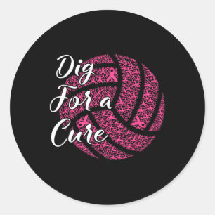 Dig for a cuure Breast Cancer Awareness Volleybyll Runder Aufkleber