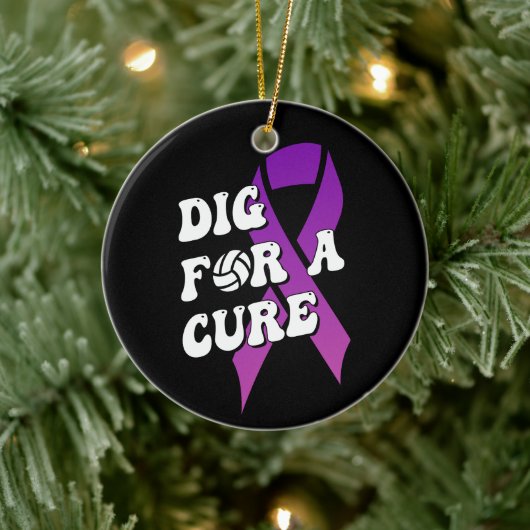 Dig for a cuure, Brustkrebs Awareness Volleyball Keramik Ornament (Baum)