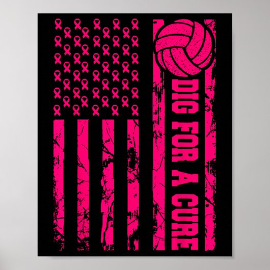 Dig for a cuure Brustkrebs Volleybyll Pink Ameri Poster (Vorne)
