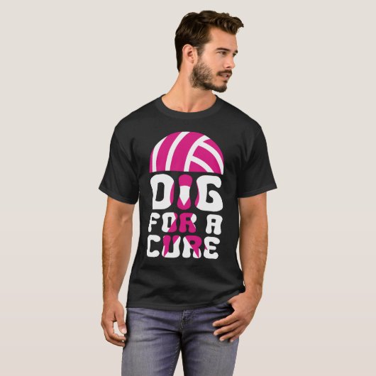 Dig for a cuure Volleyball Oktober Brustkrebs Aw T-Shirt (Vorne ganz)