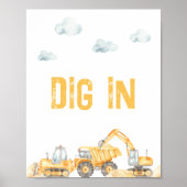 Dig im Bauthema Geburtstagsbuffet Poster (Vorne)