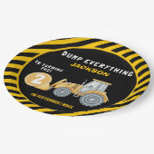 "Dig In! Construction Truck Party for 2nd Birthday Pappteller (Schrägansicht)