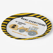 "Dig In! Construction Truck Party for 2nd Birthday Pappteller (Schrägansicht)